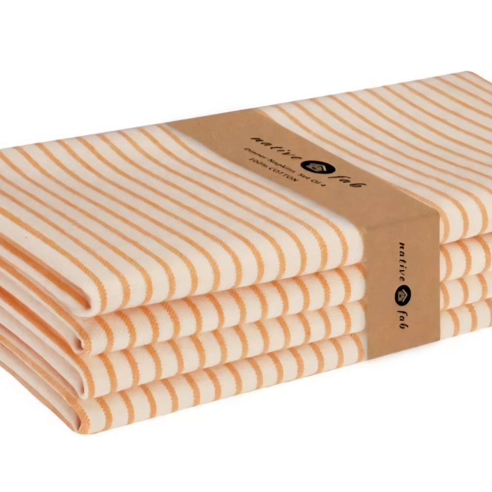 Native Fab Orange and White Striped Napkin Set